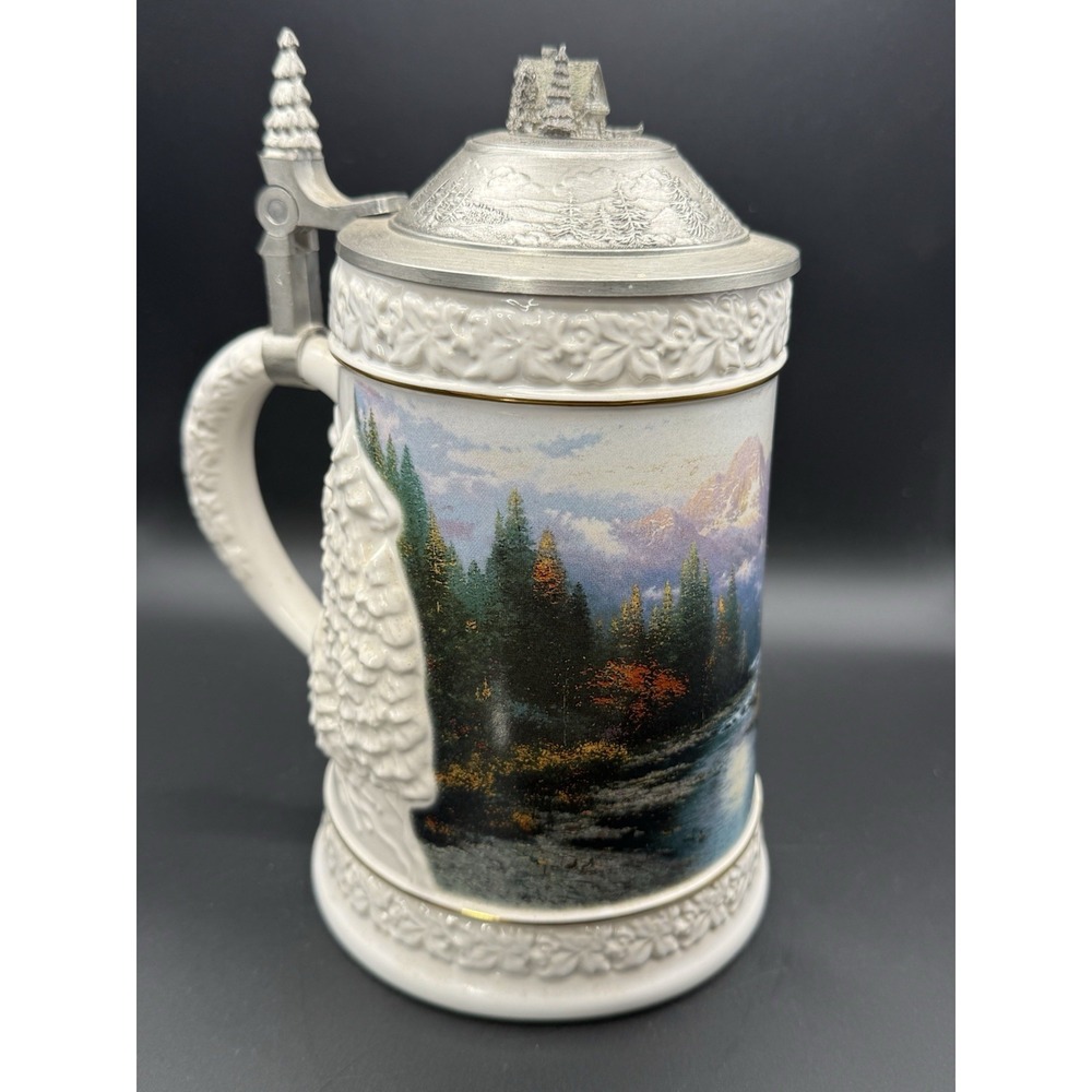 Vintage Thomas Kinkade Beer Stein A Quiet Evening at Riverlodge Longton Crown EC